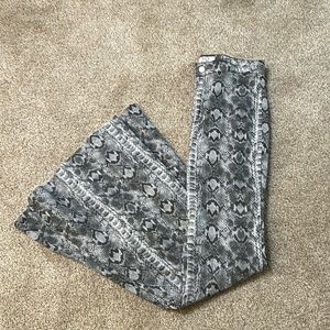 Free People Snakeskin Bell Bottom Jeans